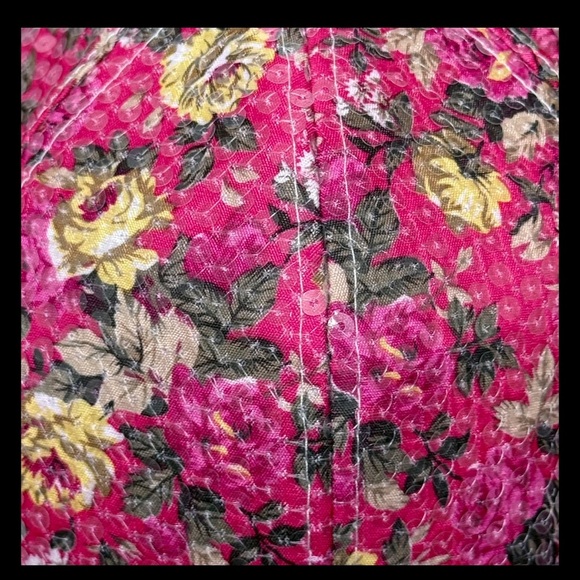 Women's Floral Sequins Sparkly Pink Baseball Cap Hat Adjustable Strap Spring - Picture 2 of 16